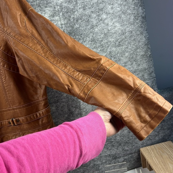 Women's Plus Size 2X Soft Faux Leather Jacket Big Chill Zipper Brown Tan *READ* - Picture 8 of 17